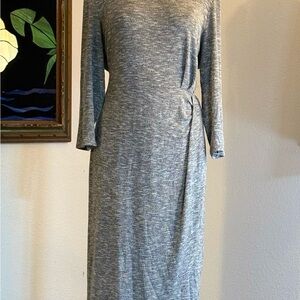 GNW Heather Gray Long Sleeve Midi Dress with Side Ruching